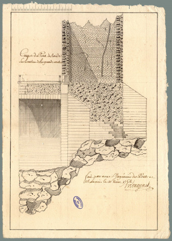 Coupe du pont de Roide sur le milieu de la grande arche