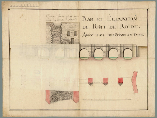 Plan avec élévation du pont de Roide