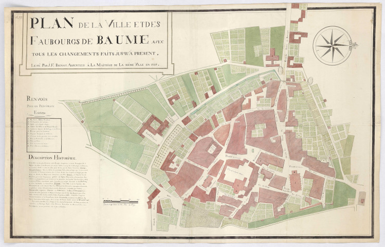 Baume-les-Dames, plan géométrique de la ville et des faubourgs